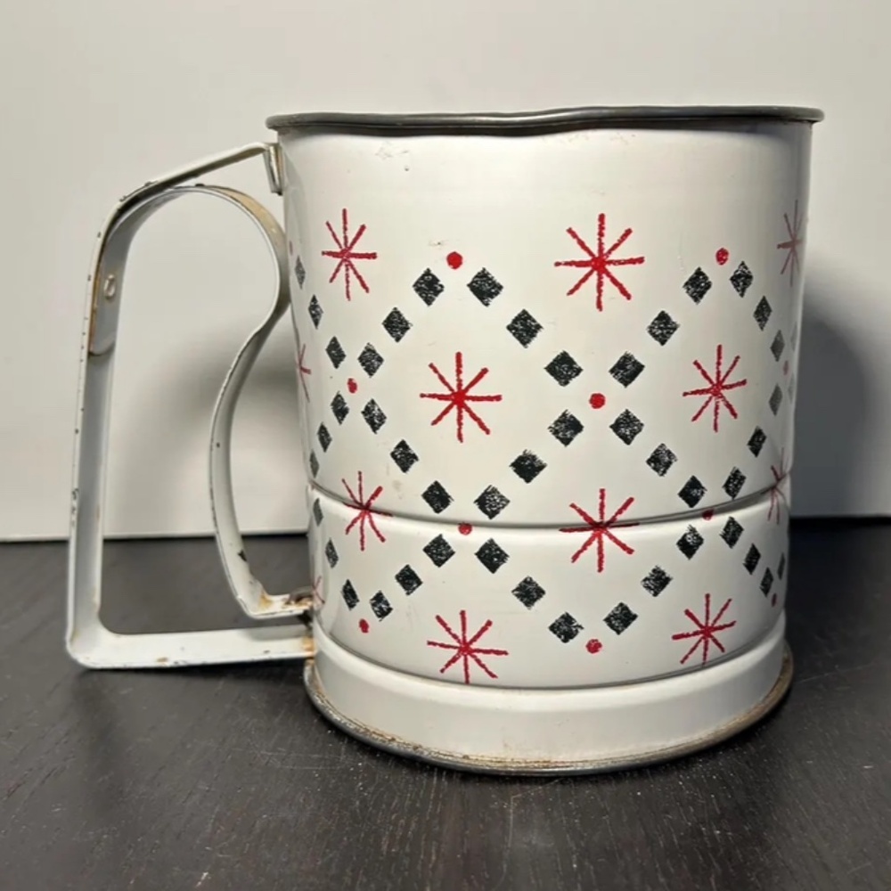 Vintage Androck 1950's 3 Screen Tin Flour Sifter